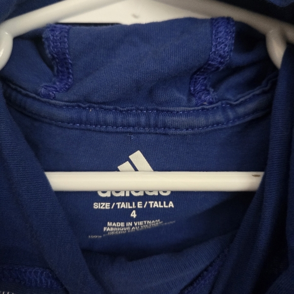 Adidas Kids Blue Hoodie Size 5 Boys Sweater Long Sleeve Shirt Top - Picture 2 of 4
